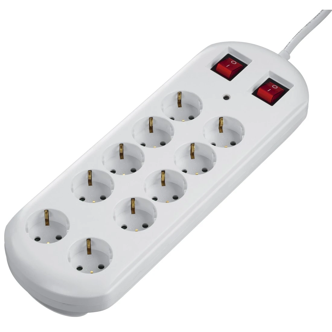 Regleta de 10 Enchufes + 2 Interruptores Blanca (2 Metros) + Protección contra Sobretensión