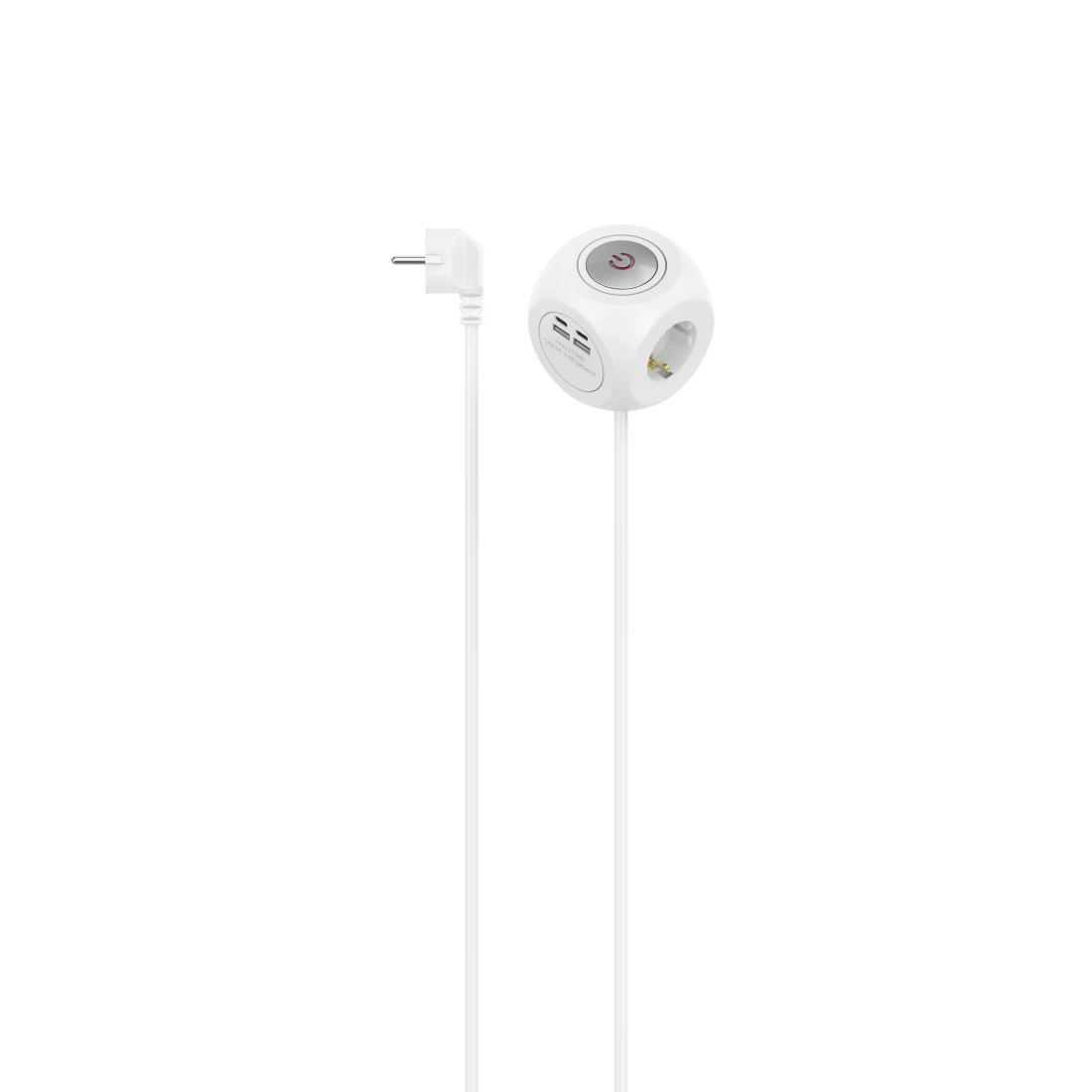 Regleta Ladrón de Cubo 1 Enchufe + 3 Tomas USB-C / A 17W con Interruptor Blanca (1,4 Metros)