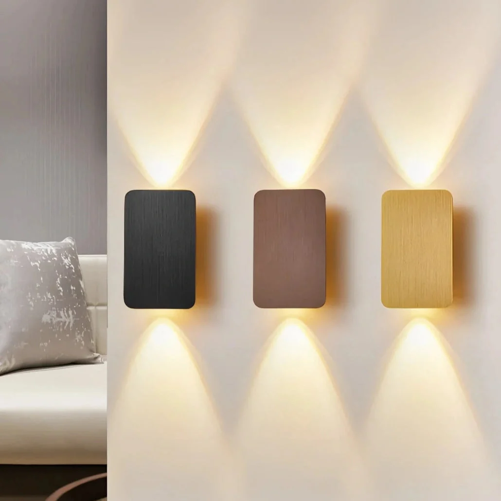 Aplique de pared bidireccional LED rectangular moderno para salón