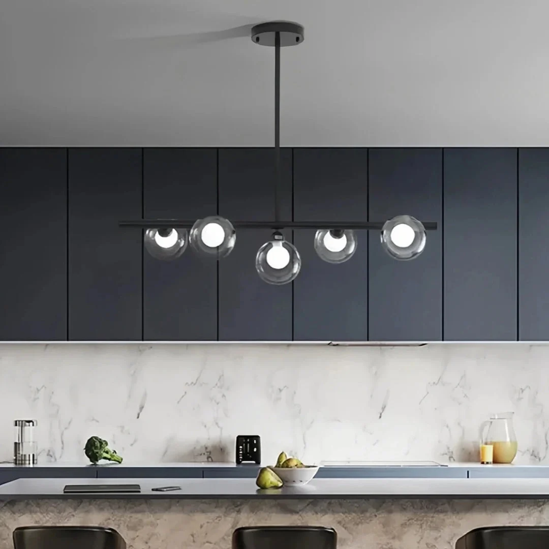 Lámpara colgante de globos de vidrio moderna con LED para isla de cocina