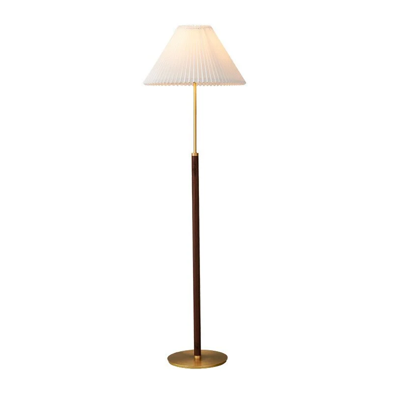 Muto Moderna Simple Metal/Tela Lámpara de Pie/Mesa, Nogal