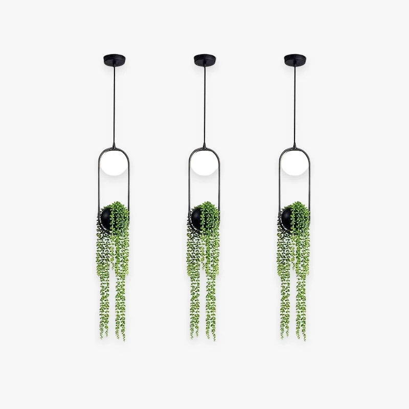 Arisha Natural Vegetación Metal/Vidrio Lámpara Colgante Negra
