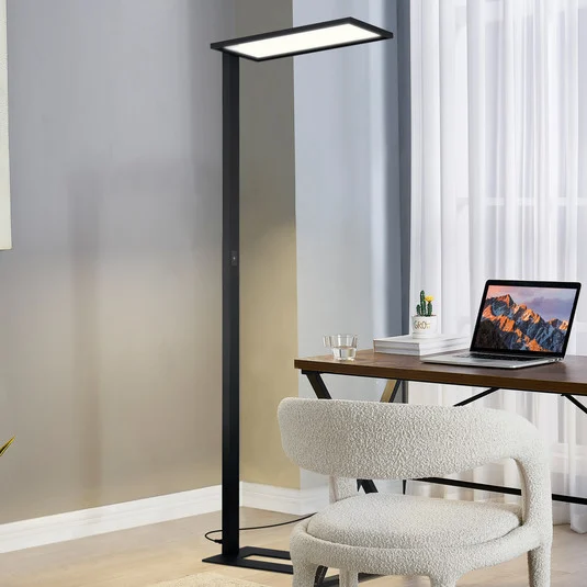 Prios lámpara de pie LED para oficina Taronis, negra, 195 cm, atenuable