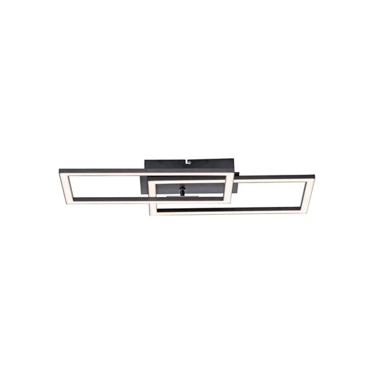 Plafón LED Iven, atenuable, negro, 54 x 31 cm