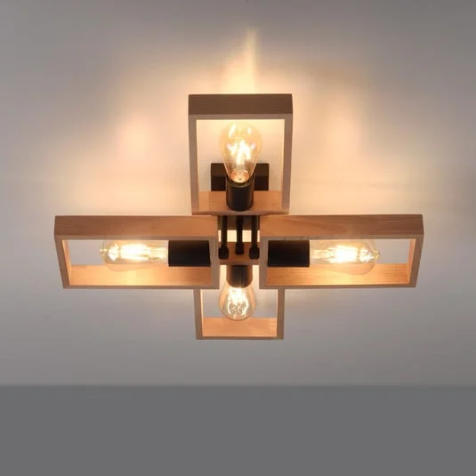 Frame plafón de madera, 4 luces