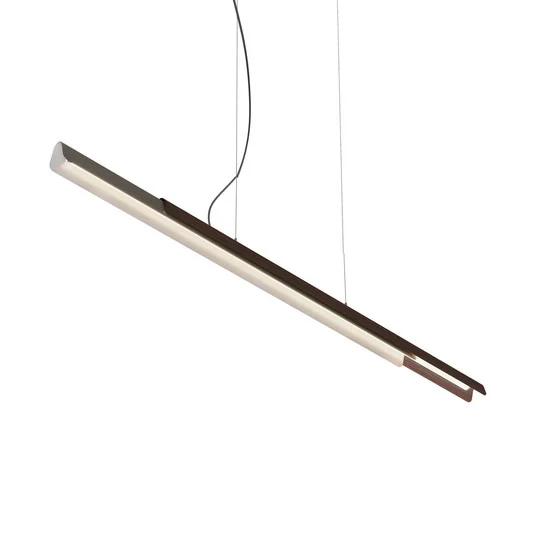 lámpara colgante kdln Dala lineal, gris oscuro/madera, 2700 K, 150 cm
