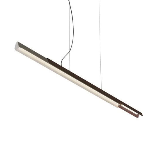 lámpara colgante kdln Dala lineal, gris oscuro/madera, 3000 K, 150 cm