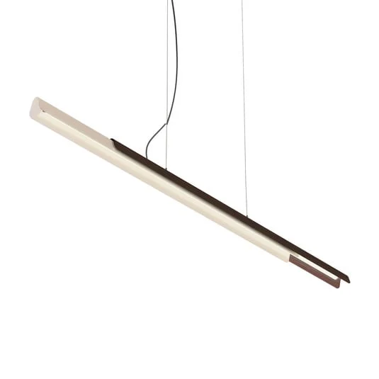 lámpara colgante Dala lineal de kdln, blanco arena/madera, 3000 K, 150 cm