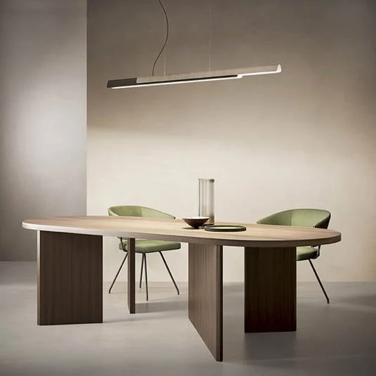 lámpara colgante kdln Dala lineal, gris oscuro/hormigón 2700 K 150 cm