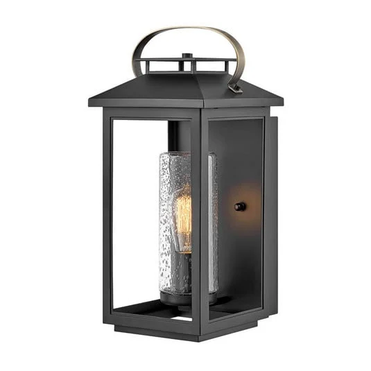 Aplique de exterior Atwater, farol, negro, 44,5cm