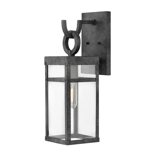 Aplique de exterior Porter, negro, 47,4 cm de altura
