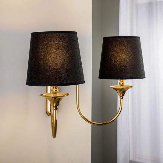 Aplique de pared Baranio con pantallas de tela, 2 luces