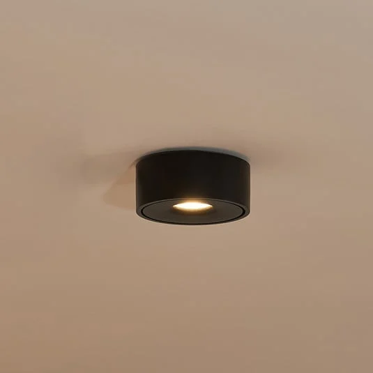 Lámpara LED de techo Arcchio Rotari, negra, de metal, Ø 12 cm