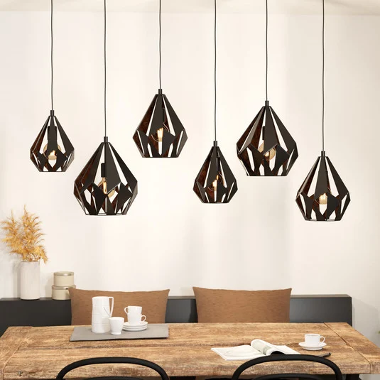 Lámpara colgante Carlton 1, 6 luces, negro/cobre