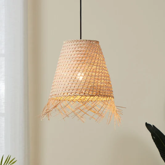 Lámpara colgante Aycliffe pantalla ratán, Ø 30 cm