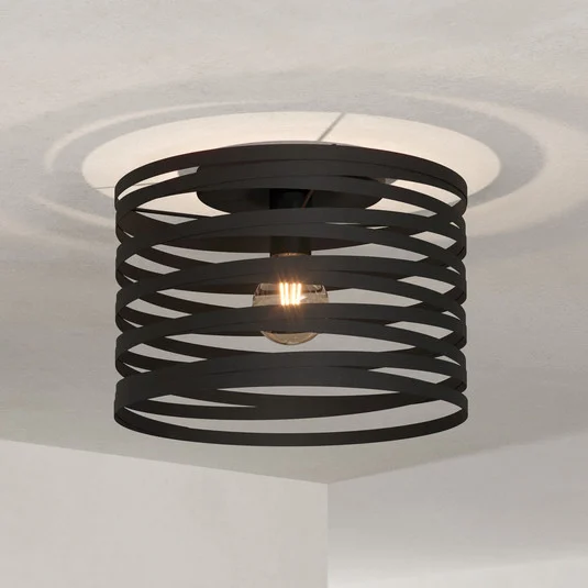 Plafón Cremella, Ø 37 cm, negro, acero