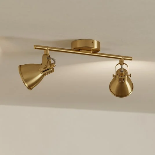 Seras downlight de techo, latón dorado cepillado, 2 luces