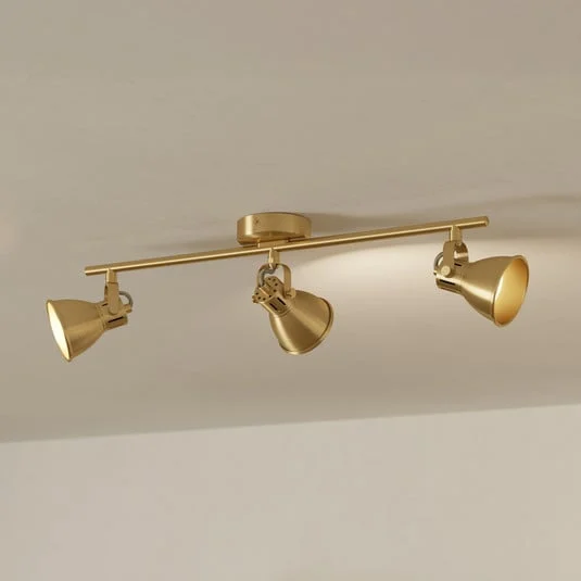 Seras downlight de techo, latón dorado cepillado, 3 luces