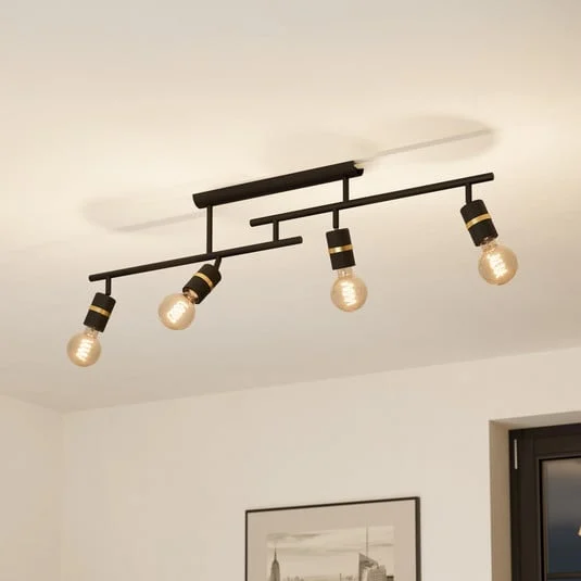 Lurone plafón, negro, 4 luces