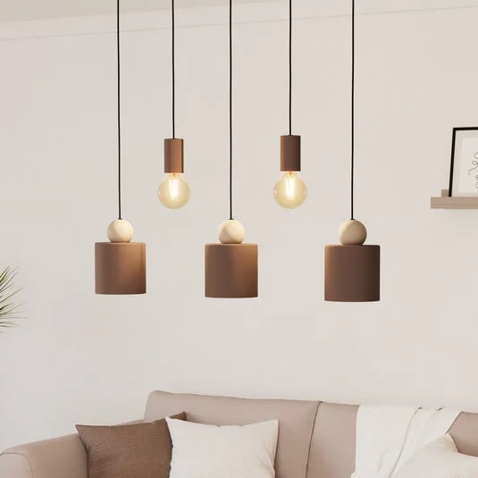 Lámpara colgante Gazzola, 5 luces, moca