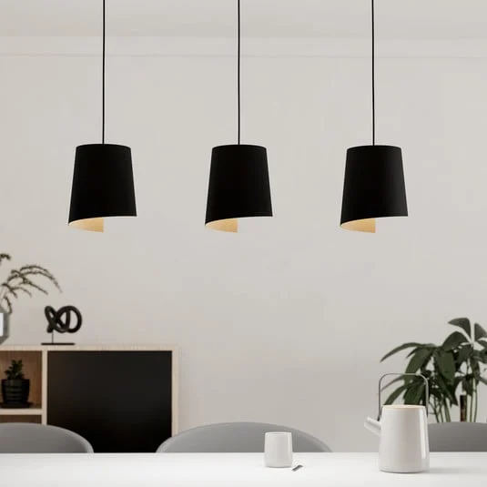 Lámpara colgante Bolivia color negro/arena, 3 luces