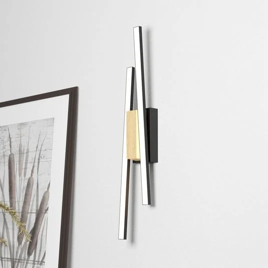 Panagria Aplique de pared LED, negro con detalle de madera