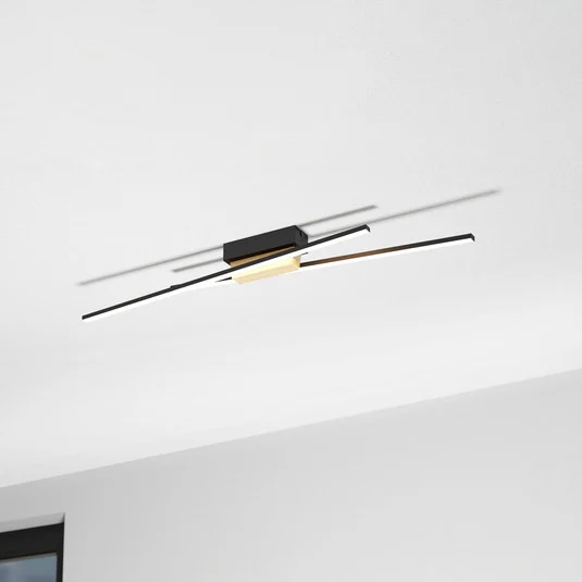 Panagria Plafón LED, negro con detalle de madera