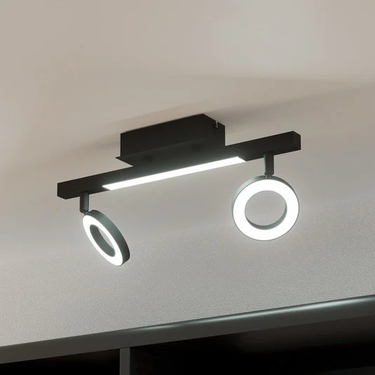 LED downlight Cardillio 2 negro con dos Ring