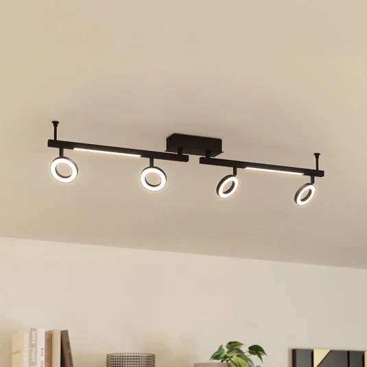 LED downlight Cardillio 2 negro con cuatro Ring