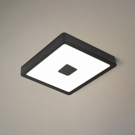 Plafón para exterior LED Iphias 2, 21x21 cm, negro