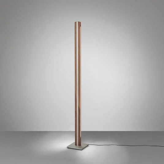 Quitani Elis Lámpara de pie LED, nogal/níquel