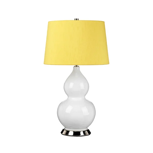 Lámpara de mesa textil Isla níquel pulido/amarillo