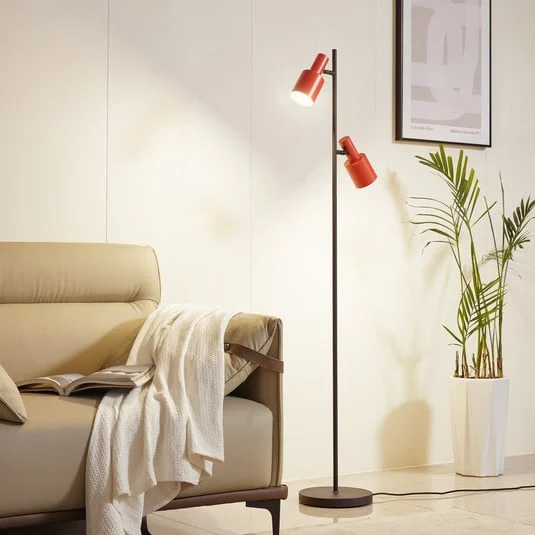 Lindby lámpara de pie Ovelia, naranja/negro, metal, E27
