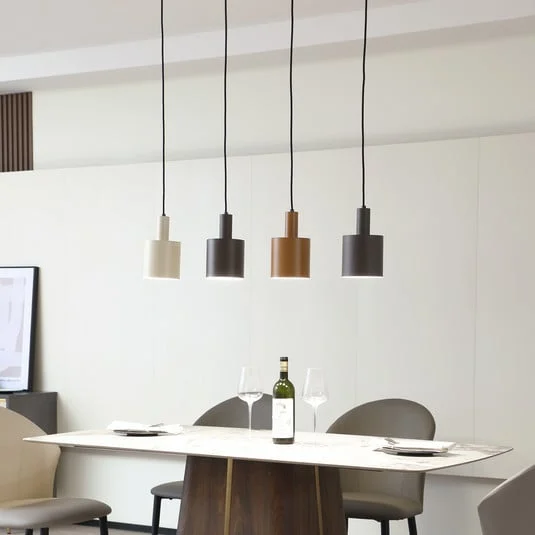 Lámpara colgante Lindby Ovelia, marrón/café/beige, 4 luces, E27