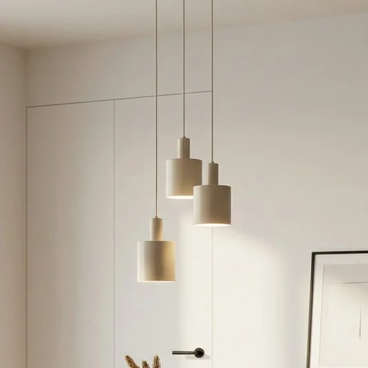 Lámpara colgante Lindby Ovelia, beige, 3 luces, metal, E27
