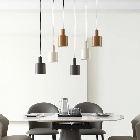 Lámpara colgante Lindby Ovelia, marrón/café/beige, 6 luces, E27