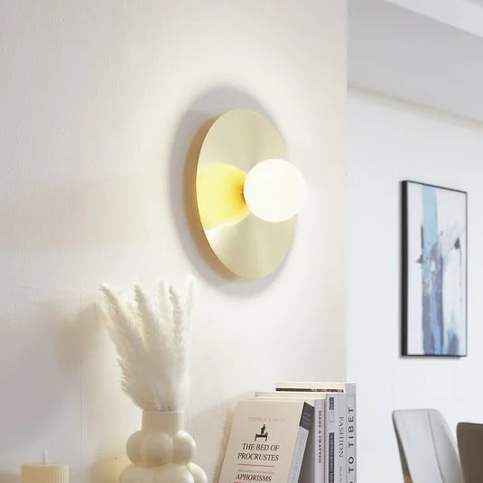 Aplique de pared Lindby Zain, dorado/blanco, cristal, Ø 33 cm, G9