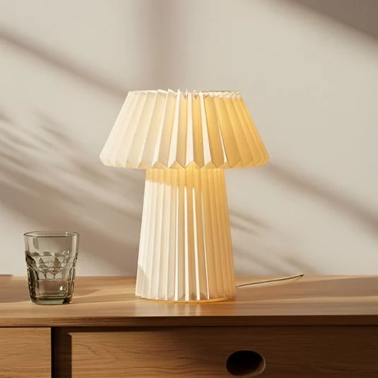 Lámpara de mesa Lindby Magali, blanca, papel, Ø 34 cm, E14