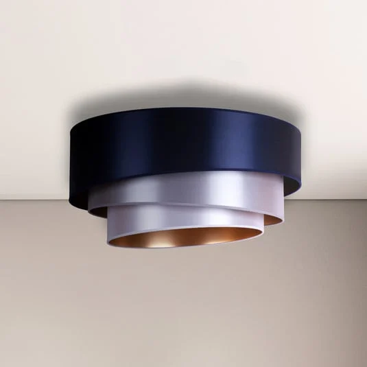 Plafón Trio Ø 60 cm, azul marino/plateado/blanco/dorado