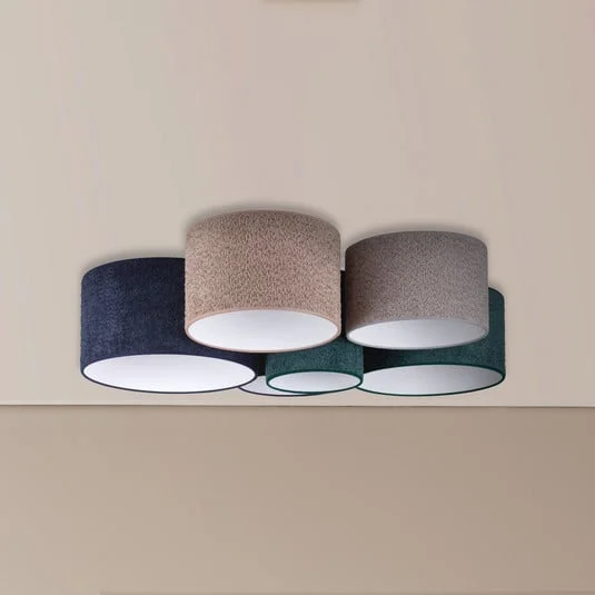 Plafón Boucle 6 luces azul/verde/cappuccino/gris