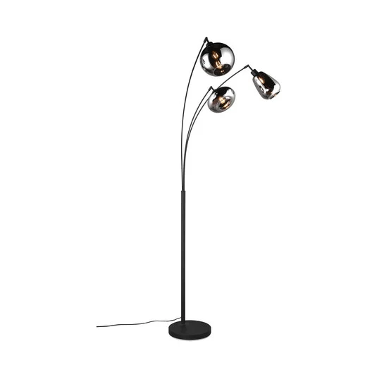 Lámpara de pie Lumina, 3 luces, negro/cromo, cristal