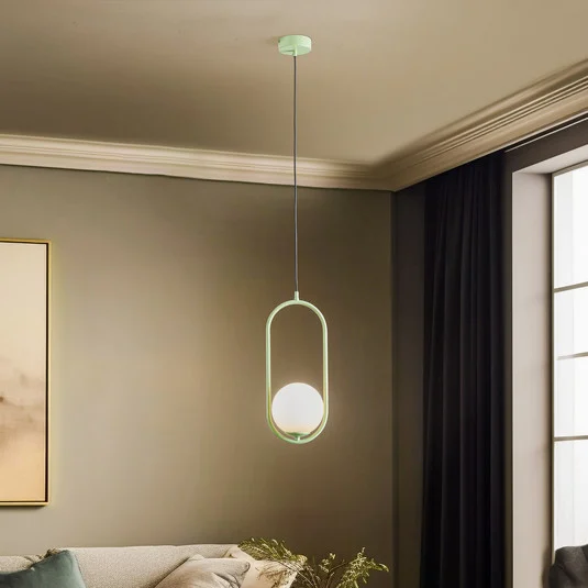 Lámpara colgante Samba, 1 luz, verde/blanco