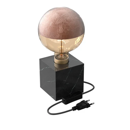 Lámpara de mesa Calex Square Marble, negro