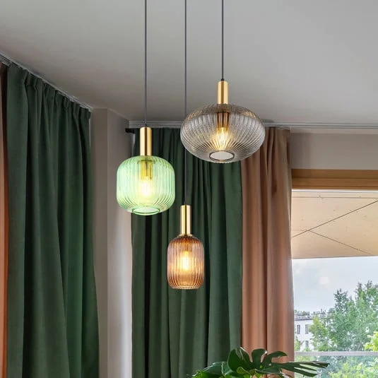 Lámpara colgante Normy, Ø 55 cm, color, cristal, 3 luces.