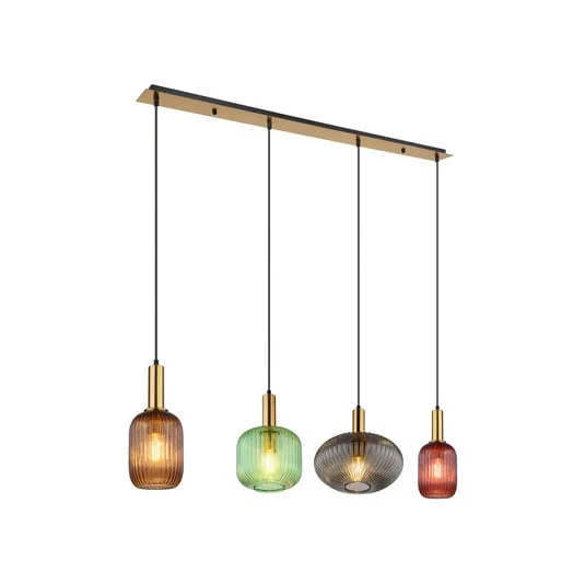 Lámpara colgante Normy, longitud 115 cm, color, cristal, 4 luces.