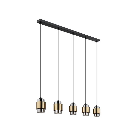 Lámpara colgante Milley, longitud 105 cm, color latón, 5 luces.