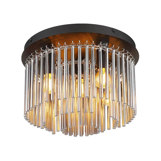 Plafón Gorley, negro/gris humo, Ø 32 cm Metal/vidrio