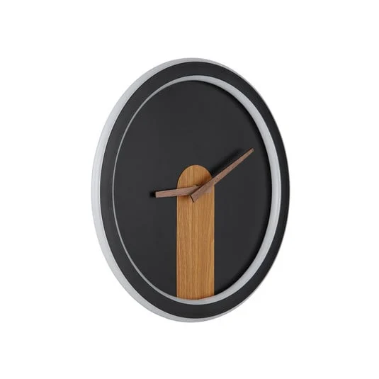 Aplique LED Sussy con reloj negro/madera oscura