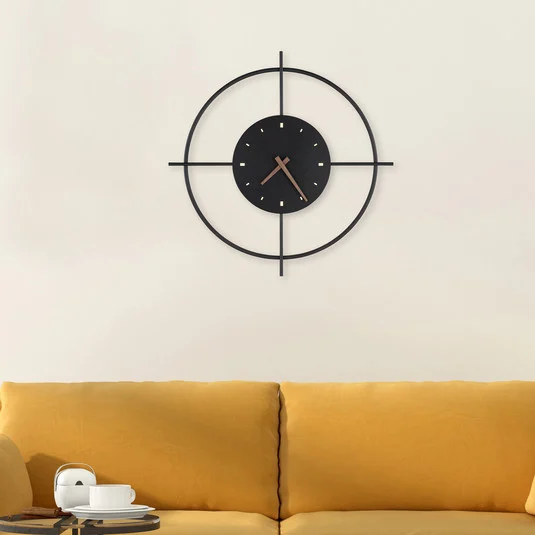 Aplique LED Sussy con reloj, negro, Ø 50 cm