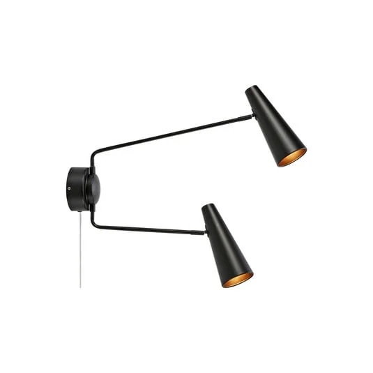 Aplique Peak, 2 luces, negro